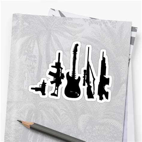 Guns And Guitars Sticker By Loganhille Redbubble