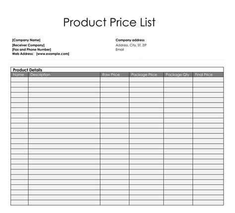 25 Free Price List Templates Word Excel