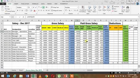 Salary Calculation In Excel Payroll In Excel Tutorial Youtube