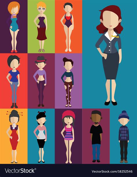 People Avatar With Full Body And Torso Variations Vector Image
