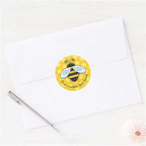 Buzzing Bumblebee And Honeycomb Icon Classic Round Sticker Zazzle