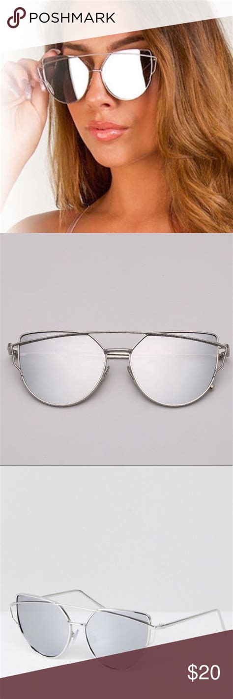 Silver Mirrored Cateye Sunglasses Sunglasses Cat Eye Sunglasses