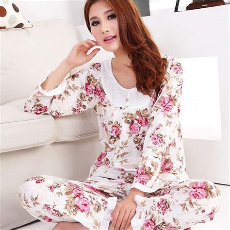 2016 Fashion Women Sleepwear Floral Women Pajama Sets Long Sleeve