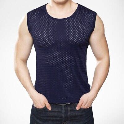 Men Breathable Mesh Vest Sleeveless T Shirt Muscle Bodybuilding Workout
