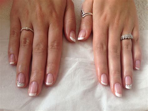 Wedding Nails For Bride French Manicure Using Rhinestones And