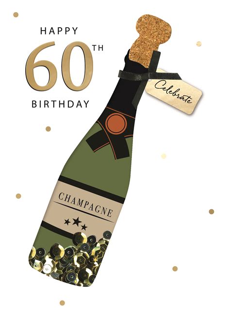 Th Birthday Champagne Embellished Birthday Greeting Card Cards