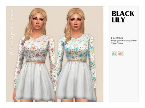 The Sims Resource Flower Top Mini Dress By Black Lily • Sims 4 Downloads