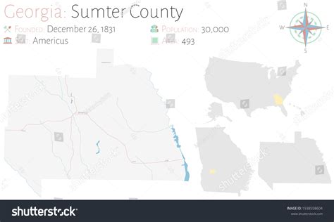 Large Detailed Map Sumter County Georgia Stock Vector Royalty Free