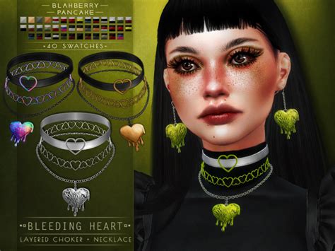 Blahberry Pancake Bleeding Heart Layered Choker Necklace The Sims