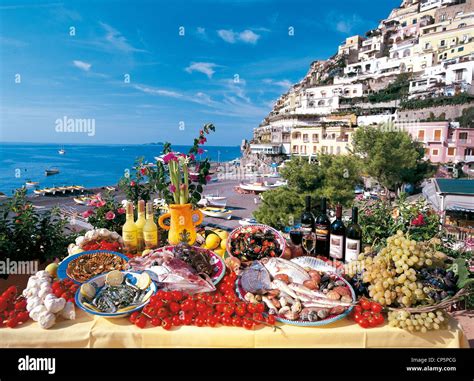 Campania Amalfi Positano Restaurant Hotel Buca Di Bacco Stock Photo