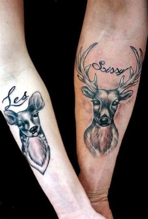 12 Awesome Buck And Doe Tattoo Designs Petpress Tattoos Skull Cute