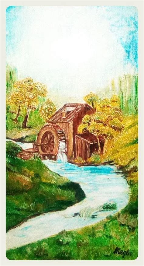 Water Mill Painting By Marjan Meglic Fine Art America