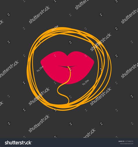 Girl Eating Pasta Female Lips Spaghetti Stock Vector Royalty Free