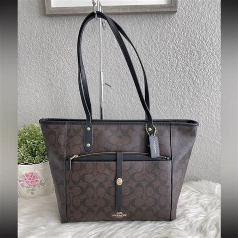 Coach Bags Coach Signature City Zip Tote With Pouch In Brownblack