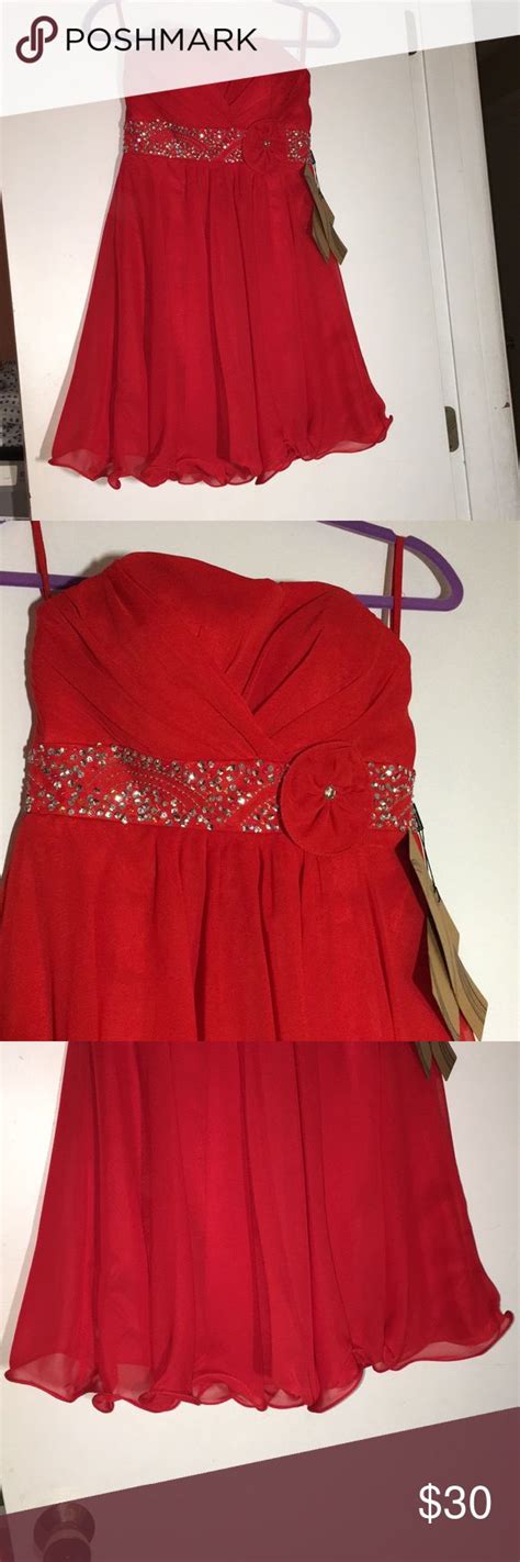Strapless Mini Red Dress With Bedazzled Waist Red Mini Dress Red