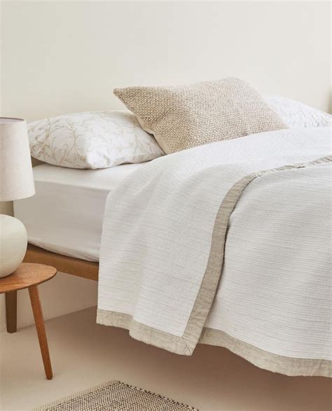 Cotton And Linen Quilt With Detailing Linen Quilt Linen Bedroom