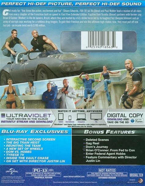 Fast Five Blu Ray Digital Copy Ultraviolet Blu Ray 2011 Dvd