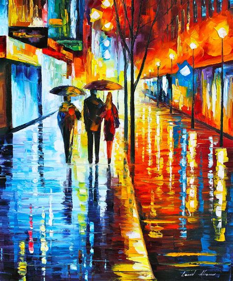 Rainy Night In The City Painting By Leonid Afremov