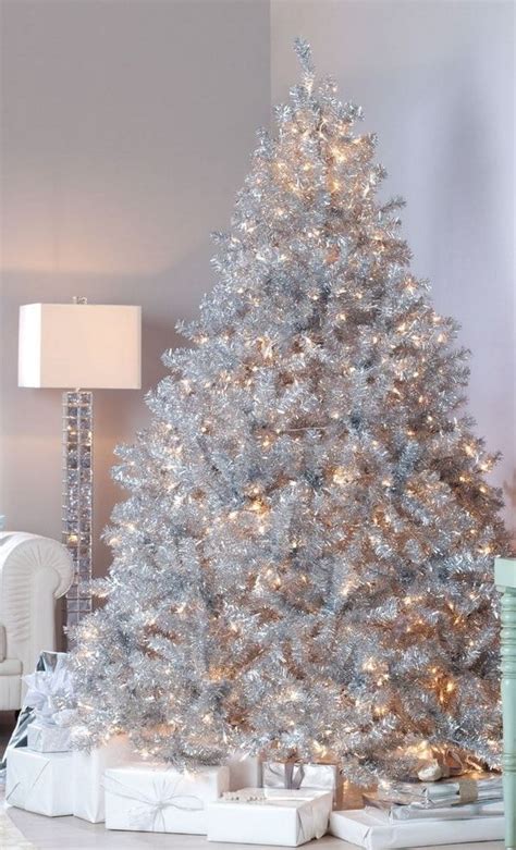 Rbol De Navidad Completamente En Color Plata White Christmas Tree
