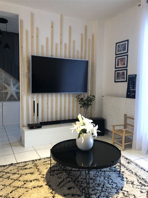 mur salon tasseaux – Recherche Google | Salon habitat, Deco meuble tv
