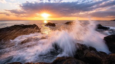 Angry Waves In The Sunset Wallpaper Beach Wallpapers 53690