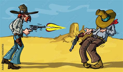 Cartoon Cowboy Shootout Stock Vector Adobe Stock