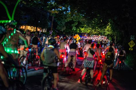 Photos Bicyclists Bare All For 2019 World Naked Bike Ride In Portland