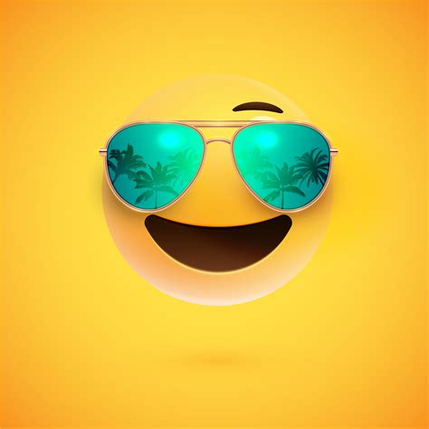 High Detailed 3d Smiley With Sunglasses On A Colorful Background