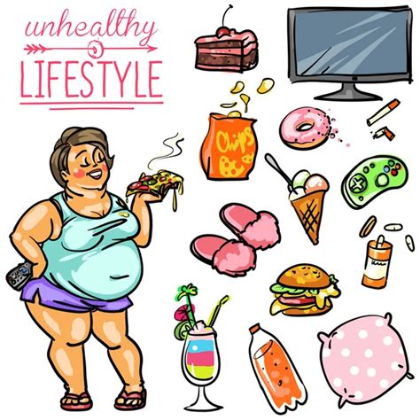 Unhealthy Lifestyle Vector Art Stock Images Depositphotos
