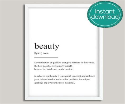 Beauty Definition Printable Wall Art Printable Definition Real Beauty