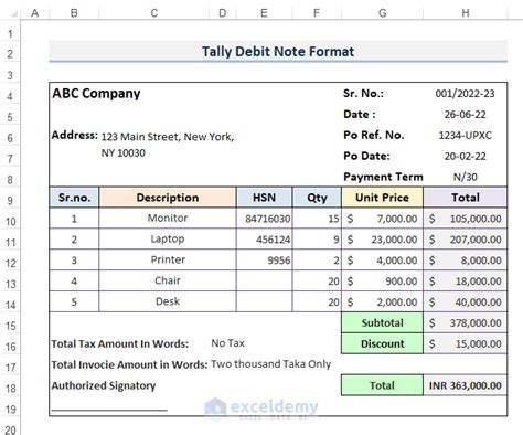 Debit Note Excel Template Excel Templates Notes Template Memo Template Images