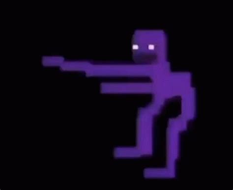 An Animated Image Of A Purple Man Pointing At Something In The Air With