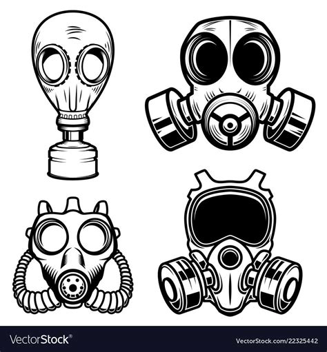 Set Of Gas Masks Isolated On White Background Design Element For Logo