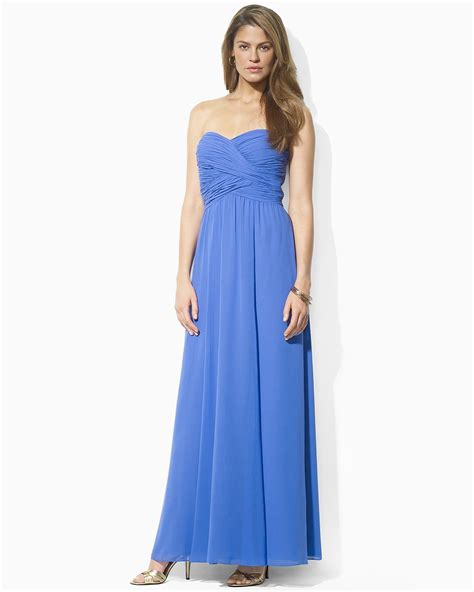 Lauren Ralph Lauren Strapless Crisscross Gown Women Dresses