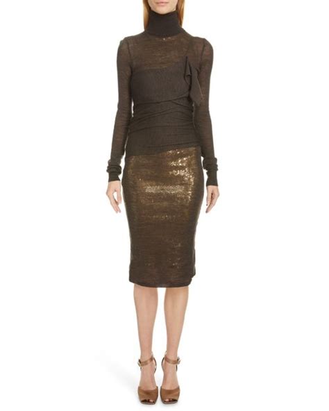 victoria beckham two piece sequin sheath and long sleeve sheer overlay dress lyst