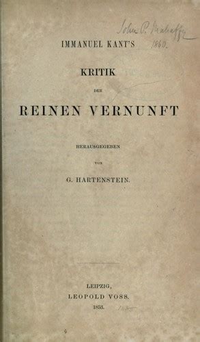 Die kritik der reinen vernunft ist daher ein meisterwerk. Immanuel Kant's Kritik der reinen Vernunft (1853 edition ...
