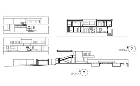 Two Level House All Sided Elevation And Sectional Drawing Details Dwg