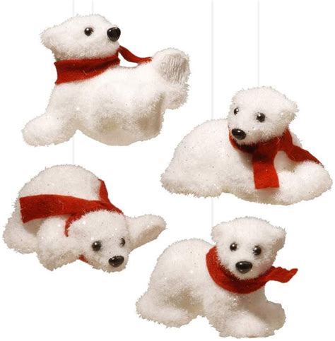 National Tree Company Polar Bear Christmas Ornament 4 Piece Set Polar