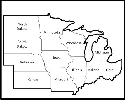 Regional Midwest Map Usa Outline Coloring Pages States Maps Sketch