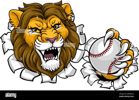 Lion Baseball Ball Animal Sports Team Mascot Stock Vector Image And Art