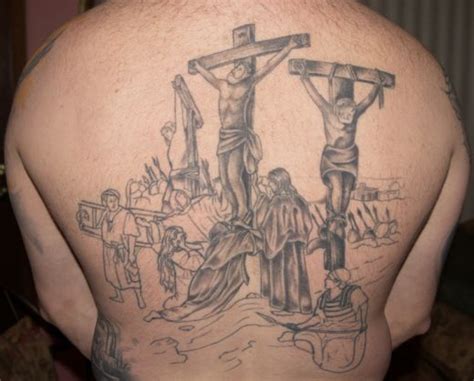 Crucified Jesus Cross Christianity Tattoos On Back
