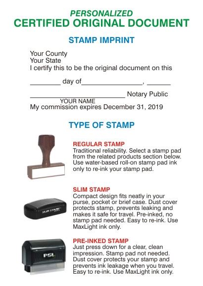 Customized Certified Original Document Stamps