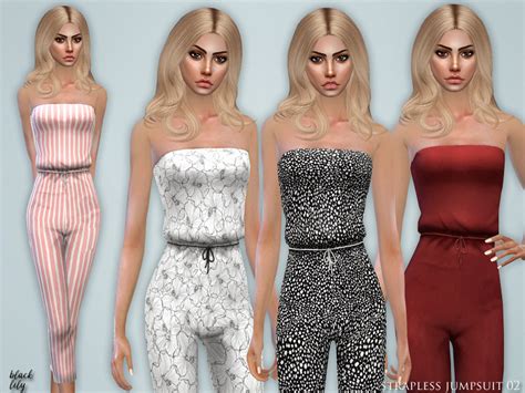 The Sims Resource Strapless Jumpsuit 02