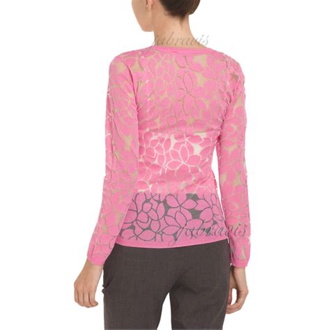 Yoana Baraschi • Indian Pink Aloe Flower Burnout Cardigan Sweater • Nwt