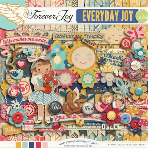 Everyday Joy Page Kit Digital Scrapbook Paper Lily Pads Joy