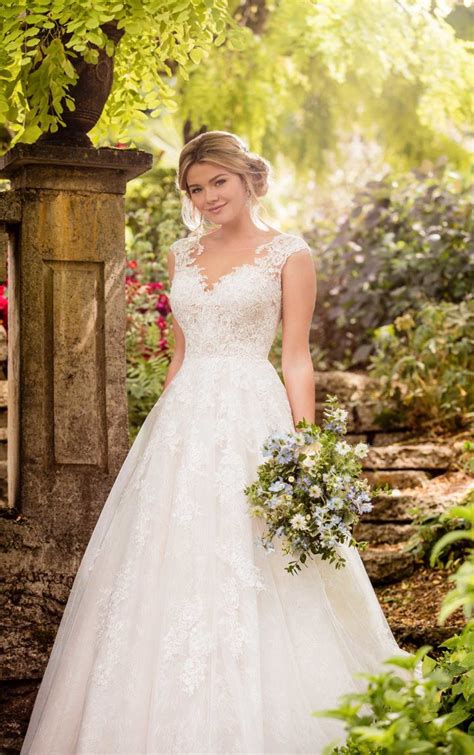 White ivory wedding dresses bridal gowns custom plus size long sleeve satin lace. Ethereal Spring 2018 Essense of Australia Wedding Dresses ...