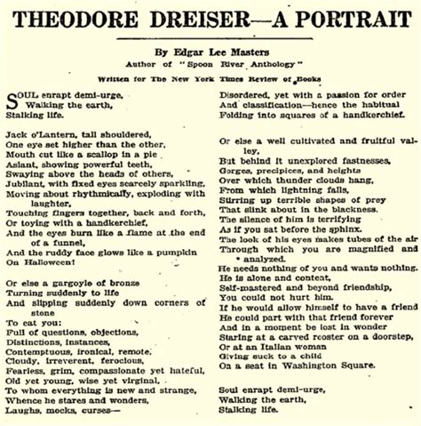 Poems About Dreiser Roger W Smiths Theodore Dreiser Site