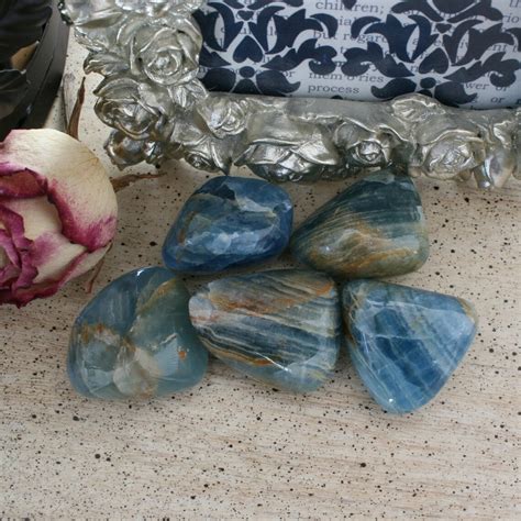 Blue Calcite Blue Onyx Tumbled Stone From Argentina Also Etsy