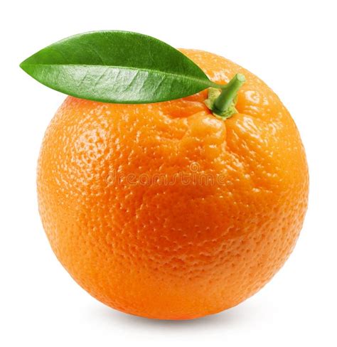 Orange Isolated Ripe Juicy Orange With Green Leaf Isolated On White