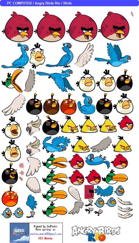 The Spriters Resource Full Sheet View Angry Birds Rio Birds Rio 1